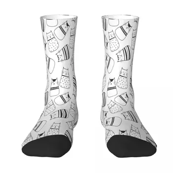 Забавни чорапи с котки, мъжки и дамски чорапи от полиестер, адаптивен дизайн
