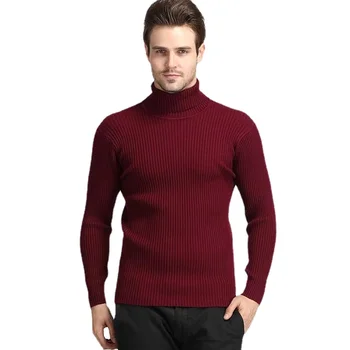 Мъжки Пуловер с висока Воротом, Размерът на ЕС, Ежедневни обикновена Пуловери вертикално