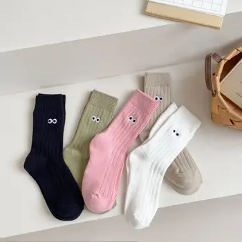 Творчески чорапи с бродерия в стил Kawai в Ретро стил, памучни чорапи в стил Харадзюку, Градинска облекло, спортни чорапи със средна дължина, есенно-зимни чорапи
