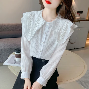Дамски ризи, корейската блуза с яка 
