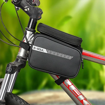 Чанта за мобилен телефон с сензорен екран с B-SOUL, 1,5 л, чанта за носене на предната рамка на Велосипеда, Отразяваща модел, Аксесоари за колоездене