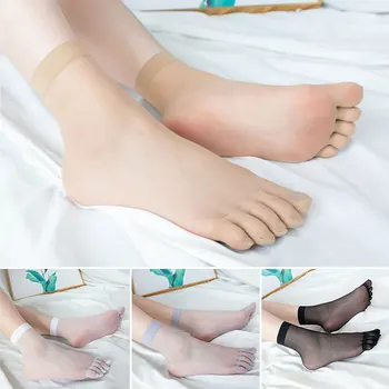Един Чифт ултра-тънки от женските Чорапи с Телесен Цвят, Летни Прозрачни Копринени Чорапи с Кристали, Секси Ластични Къси Чорапи, Невидими Чорапи до Глезена