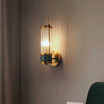 Модерен и Луксозен Златна Кристална Стена Лампа LED Simple Shell Light За Хол, Спалня, Прикроватной нощни Шкафчета, Преминаването на Стълба