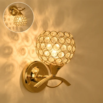 Модерен кристал, с монтиран на стената лампа, Творчески лампа, за да премине в ресторант, Модерен малка странична лампа за спални (без лампа)