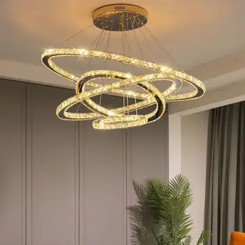2023 Модерни Кристални висящи лампи за таван Хол, Спалня Полилей Декорация на дома Окачен лампа Блясък