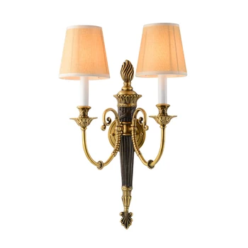 Американски луксозен ретро мед, с монтиран на стената лампа за дневна, спалня, коридор, хотел, Френски старинни led стенни аплици, огледален лампа