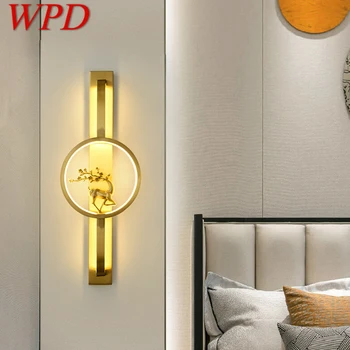 Месинг, с монтиран на стената лампа, WPD LED, модерен и луксозен тела-аплици, вътрешна Украса, Нощно шкафче за спалня, Всекидневна, Коридор, Осветление