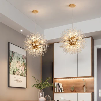 Полилеи IRALAN K9 Crystal Dandelion с регулируема Яркост, окачен Тавана лампа за спални, хол, Висящи лампи за вътрешно осветление