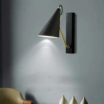 Нов минималистичен модерен led монтиран на стената лампа Nordic creative нощно шкафче за спалня, черно-бял iron монтиран на стената лампа, офис бар, настолна лампа