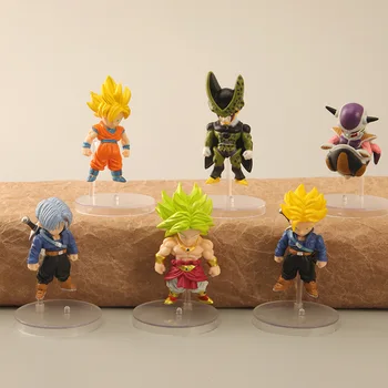6 бр./компл. 7 см Dragon Ball Z, Super Сайян son Goku Gohan Зеленчуци Гогета Пиколо Маджин Buu Клетка Q Версия Фигурки на Кукли, Играчки Подарък