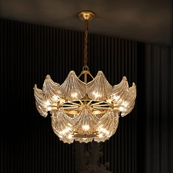 Полилей Модерна Луксозна led стъклена атмосфера под формата на мивки, Окачена лампа в стил Ретро, Лампи за помещения, окачен лампа за зала
