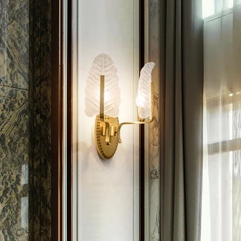 YEBMLP Модерен Дизайн Листа, с монтиран на стената Лампа Луксозен Кристална малка странична Лампа За вътрешно Коридор Всекидневна Декор на Фона на Светлината Златна Лампа За входната врата