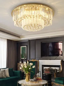 2023 Тавана лампа в Скандинавски стил с хрусталем, Начало декор, Led таван полилей Луксозни Cristal Avize Modelleri за хол, трапезария, спалня