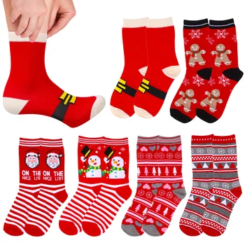 6 Двойки Креативните Коледни Чорапи Унисекс Чорапи За Мъже, Туризъм, Анимационни Жени, Новост, Коледна смес, Мис
