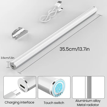 Led Лампа за Защита на Очите USB Зареждане Selfie Светлина Сензорен Прекъсвач на Vanity Light Димиране Безжичен IP44 Водоустойчив за Домашна Баня