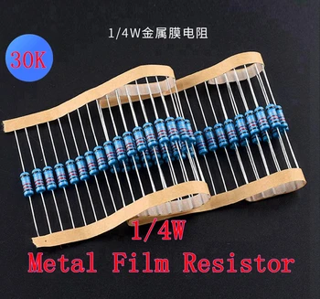 (100 бр.) 30 До Om 1/4 W Метален филмът резистор 30 До Om 0,25 W 1% ROHS