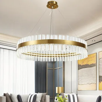 Модерна кристален led лампа за спални, всекидневна, таван полилей, крушка за хотела, кристален полилей, апартамент, златна светлина